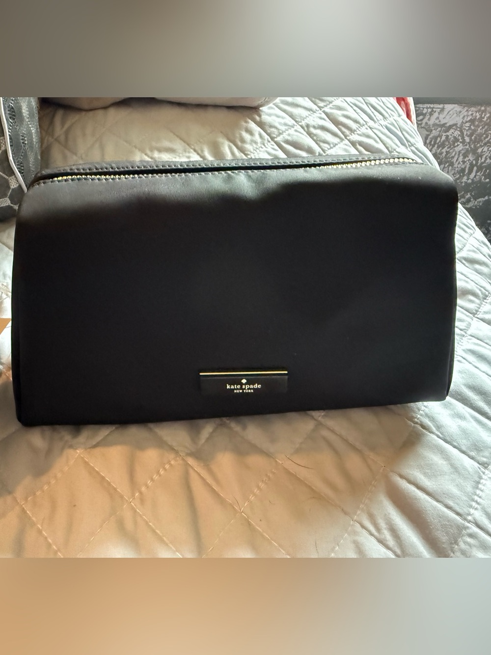 kate spade black nylon toiletry dopp kit